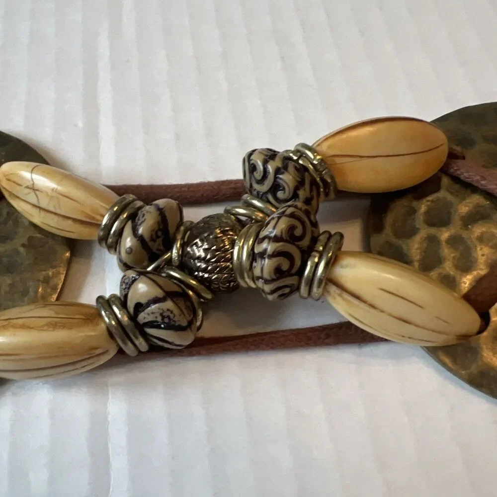 Chain Belt Size S-M Hammered Brass Conchos Beads
